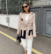 Blazer Luna - Nude com Estampa Abstrata